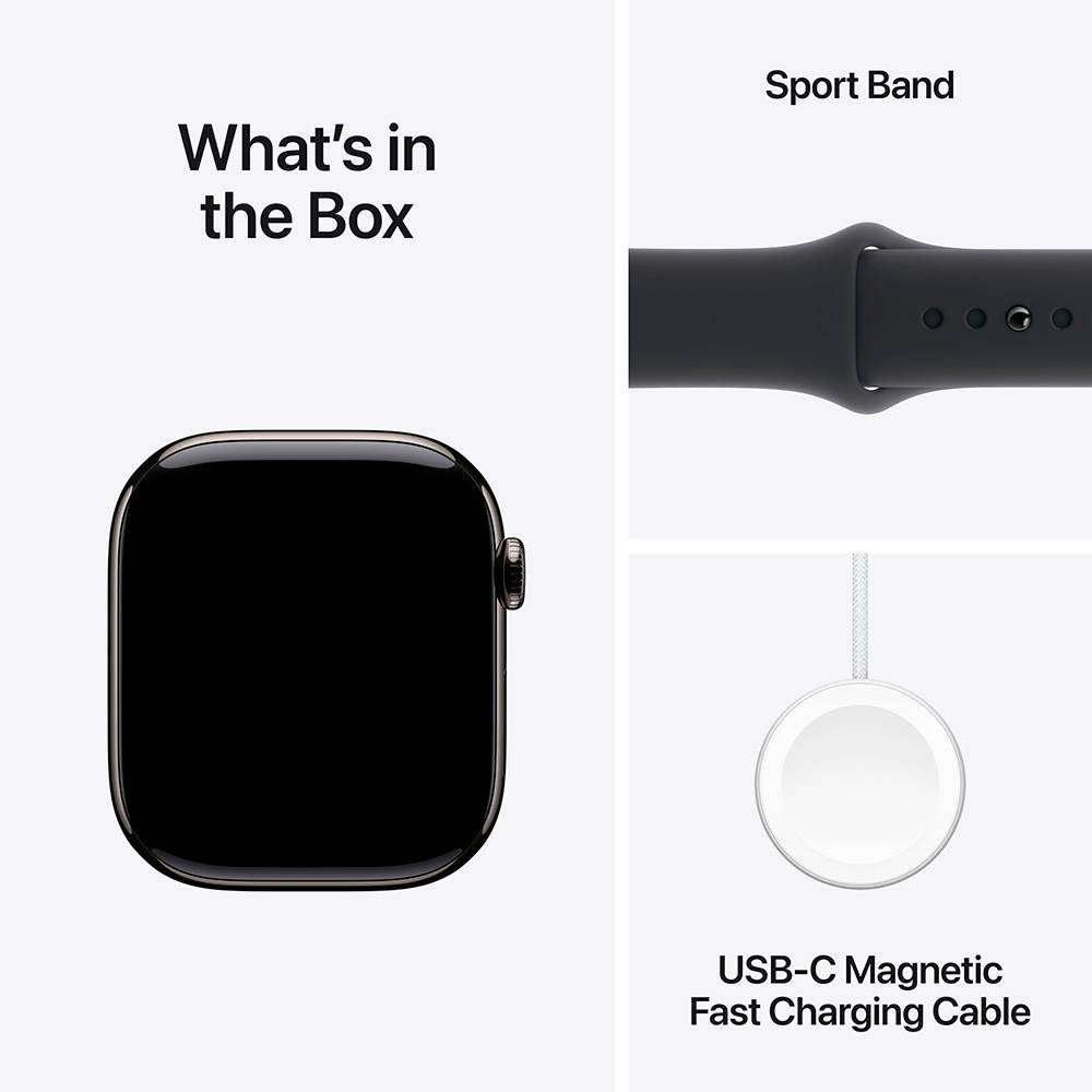 Apple Watch Series 10 GPS + Cellular 46mm Titânio Ardósia c/ Bracelete Desportiva Preta - Medium/Large - Image 3