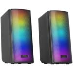 Colunas Mars Gaming MSRGB2 Compactos Bluetooth 5.3 RGB DSP Frontal 15W Pretos