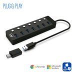 Hub USB Ewent EW1147 7 Portas USB 3.0 c/ Interruptor Preto - Image 4