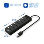 Hub USB Ewent EW1147 7 Portas USB 3.0 c/ Interruptor Preto - Image 3