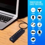 Hub USB Ewent EW1147 7 Portas USB 3.0 c/ Interruptor Preto - Image 5
