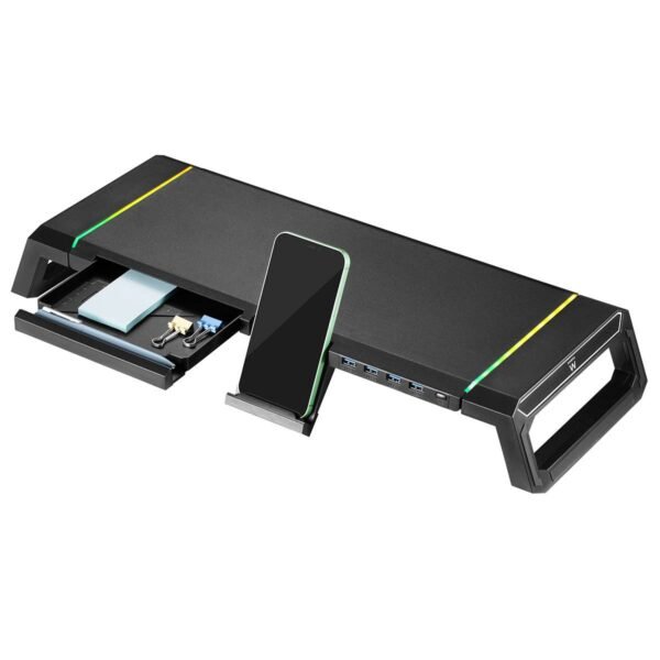 Base para Monitor Ewent EW1268 Foldable RGB c/ Hub USB 3.0 Preto