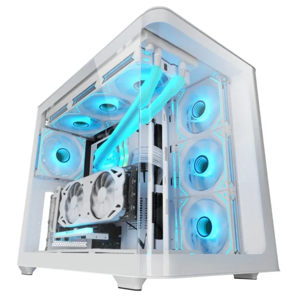 Caixa Mars Gaming MC-FUSION ATX com Vidro Temperado Contínuo Curvo e Duas Câmaras Branca