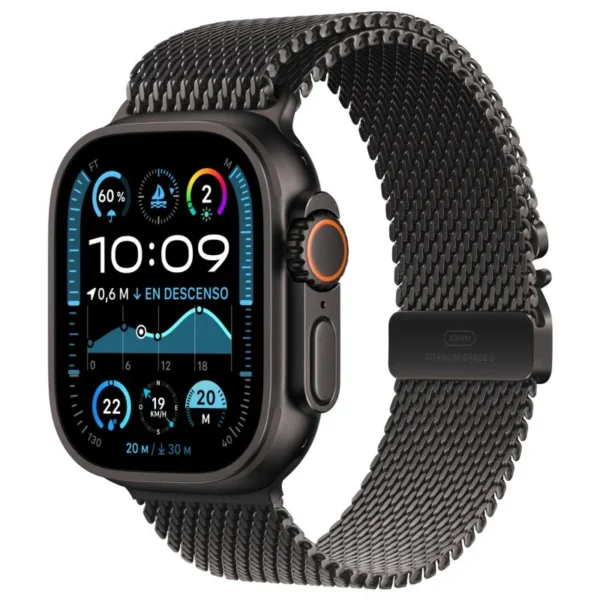 Apple Watch Ultra 2 GPS + Cellular 49mm Titânio Preto com Bracelete Loop Milanesa Titânio L Preta