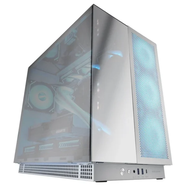 Caixa Gaming Mars Gaming E-ATX Triplo Vidro Temperado Cromado e Alumínio USB-C Branca