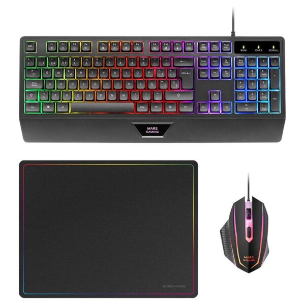 Bundle Mars Gaming MCP-124 Combo RGB Preto (Teclado + Rato + Tapete)