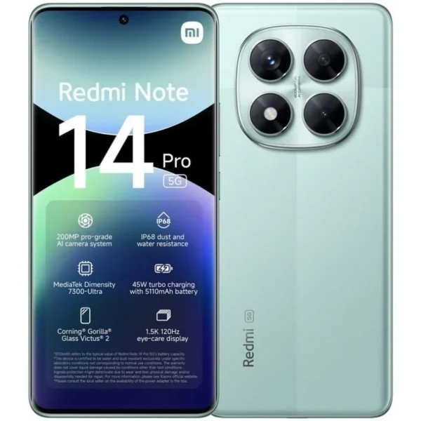 Smartphone Xiaomi Redmi Note 14 Pro 5G 12GB 512GB 6.67" Verde Coral