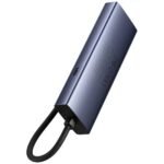 Adaptador USB-C Baseus UltraJoy Series 5-em-1 3x USB-A + USB-C 100W + RJ45 Cinza - Image 3