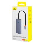 Adaptador USB-C Baseus UltraJoy Series 5-em-1 3x USB-A + USB-C 100W + RJ45 Cinza - Image 5