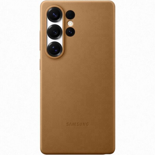 Capa de Pele Vegan Castanha para Galaxy S25 Ultra Samsung