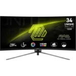 Monitor MSI MAG 345CQR 34" LED UWDQHD 180Hz Curvo Compatível FreeSync Premium