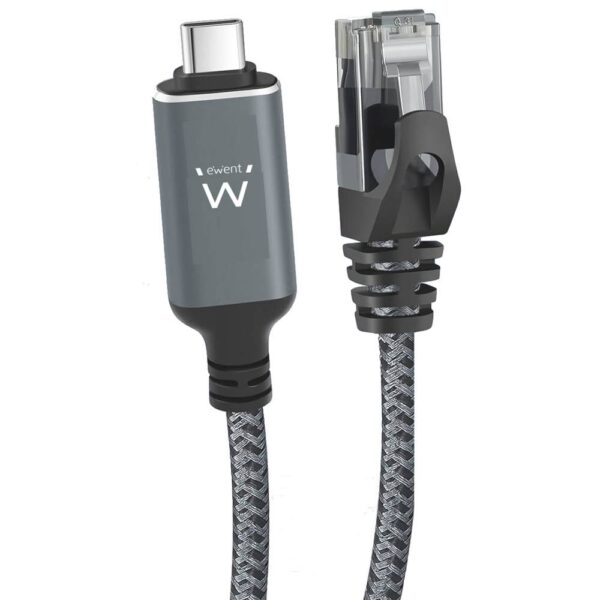 Cabo Adaptador Ewent EC2000 USB-C 3.1 para RJ45 CAT6 FTP 1GB 1m Preto