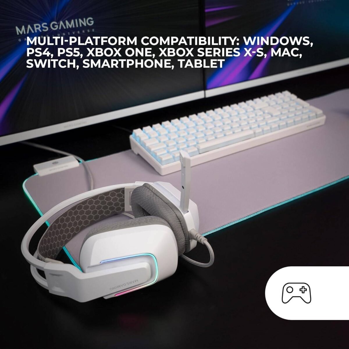 Headset Mars Gaming MH-STRIKE FRGB Branco - Image 3