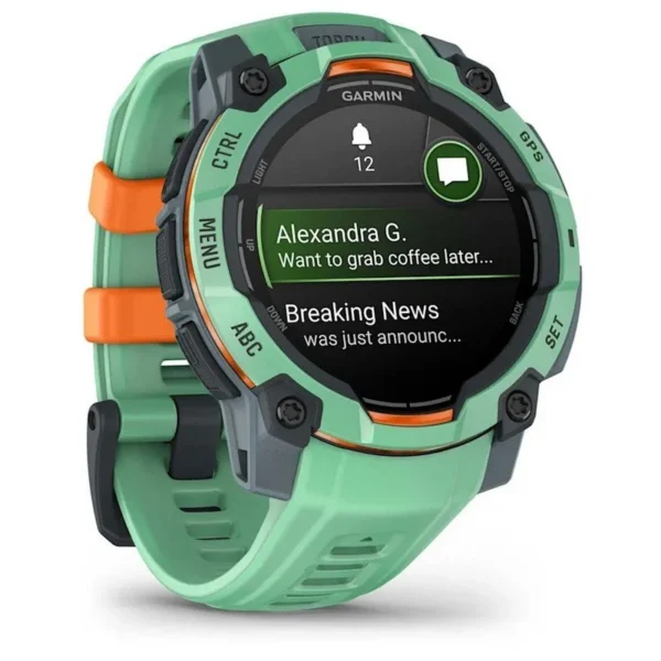 Smartwatch Desportivo GPS 10ATM Garmin Instinct 3 45mm AMOLED Verde com Bracelete Verde