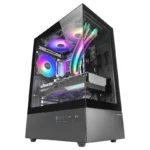 Caixa Mars Gaming MC-XO ATX com Duplo Vidro Temperado, Ventoinha FRGB 120mm e Duas Câmaras Preta