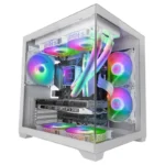 Caixa Mars Gaming MC-View2 Micro-ATX com Dois Vidros Temperados e Ventoinha FRGB 120mm Branca