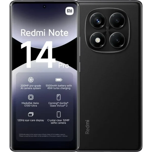 Smartphone Xiaomi Redmi Note 14 Pro 8GB 256GB 6.67" Preto Meia-Noite