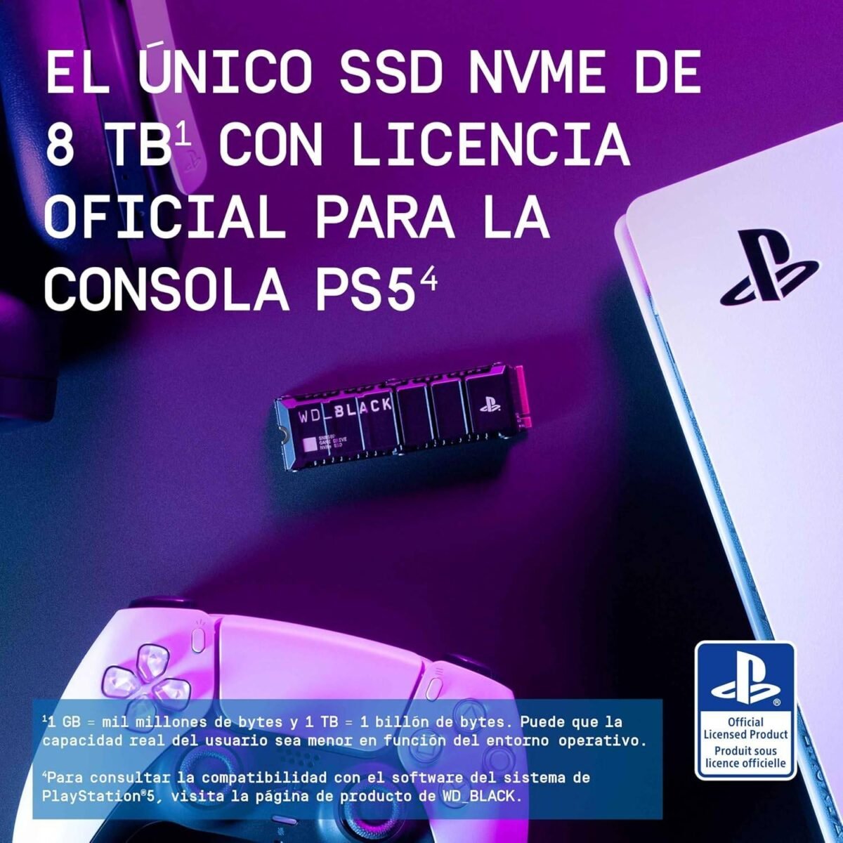 Disco SSD M.2 2280 SanDisk WD Black SN850P for Playstation 5 8TB TLC 3D NAND NVMe PCIe Gen 4.0x4 - Image 3