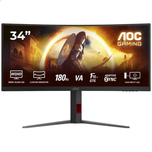 Monitor Curvo AOC UltraWide CU34G4 VA 34" UWQHD 180Hz 1ms FreeSync Premium