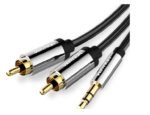 Cabo VENTION de Áudio Jack 3.5mm Macho Stéreo para 2 RCA Macho de 3 m - Preto Metalizado