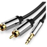 Cabo VENTION de Áudio Jack 3.5mm Macho Stéreo para 2 RCA Macho de 3 m - Preto Metalizado