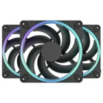 Ventoinha 140mm Fractal Design Momentum 14 1800RPM RGB 8 Pinos Preta (Pack 3)