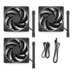 Ventoinha 140mm Fractal Design Momentum 14 1800RPM RGB 8 Pinos Preta (Pack 3) - Image 2