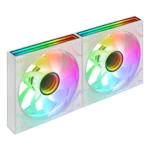 Ventoinha 120mm Mars Gaming MF-3DPROX2R 1600RPM Reversed Infinity Mirror ARGB 3 Pinos Branca (Pack 2) - Image 2