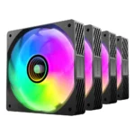 Ventoinha 120mm Mars Gaming MF-SI4KIT 1200RPM Infinity Mirror ARGB RF Remote Control & ARGB Hub 3 Pinos Preta (Pack 4) - Image 2