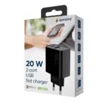 Carregador Gembird TA-UC-PDQC20-01-BK USB-C/USB-A 20W Preto - Image 4