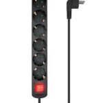 Extensão com 6 Tomadas com Interruptor AISENS Preto
