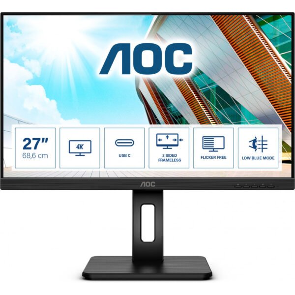 Monitor AOC U27P2CA 27" IPS 4K Ultra HD LED 4ms 60Hz Preto