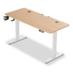 Secretária Elevatória Elétrica Offy Ryva (140x60cm) Branca/Madeira (Oak)