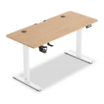 Secretária Elevatória Elétrica Offy Ryva (140x60cm) Branca/Madeira (Oak) - Image 5