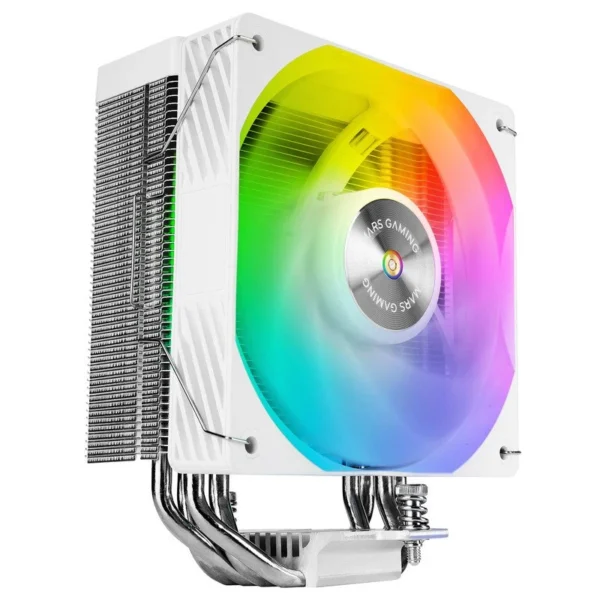 Air Cooler Mars Gaming MCPU-X4ARGB TDP 220W com 4x Heatpipes HCT e Ventoinha PWM ARGB 120mm Branco