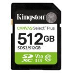 Cartão de Memória SDXC Kingston Canvas Select Plus Gen3 512GB (150MB/s) UHS-I, U3, V30