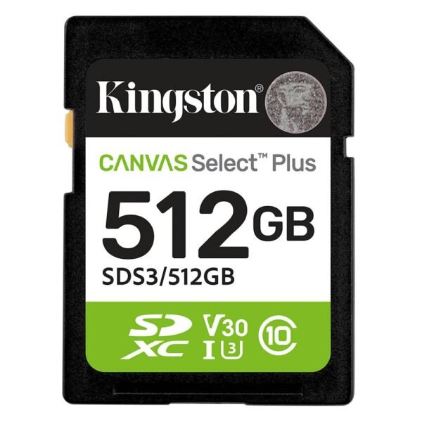 Cartão de Memória SDXC Kingston Canvas Select Plus Gen3 512GB (150MB/s) UHS-I, U3, V30