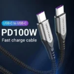 Cabo USB-C Vention TAEHF 1m 5A PD 100W Cinza Robustez e Velocidade - Image 2