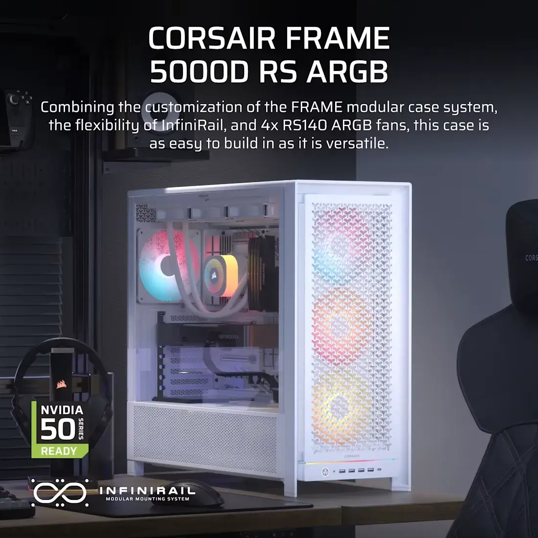 Caixa Extended-ATX Corsair Frame 5000D RS ARGB High-Airflow Tempered Glass Branca - Image 6