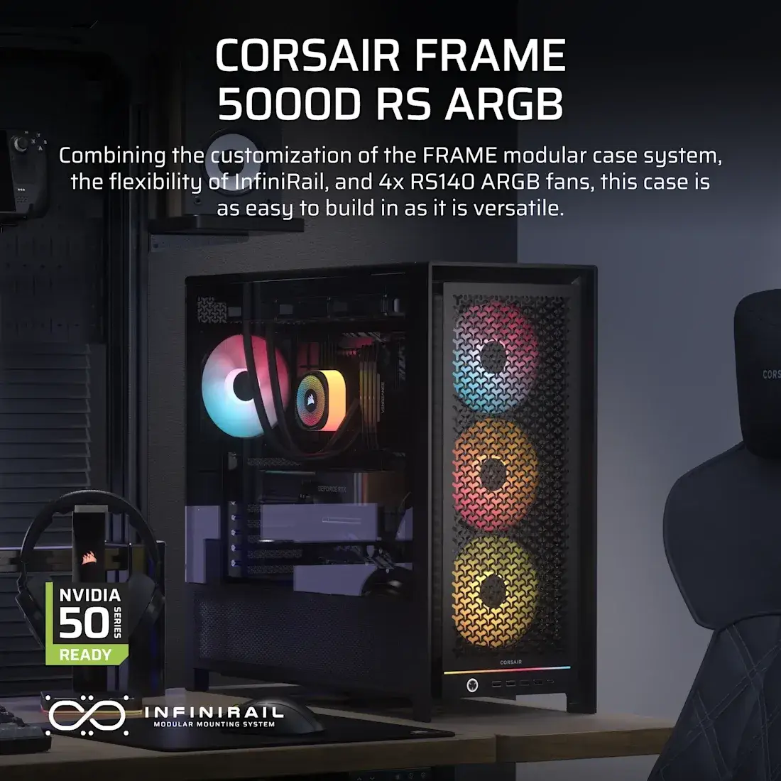 Caixa Extended-ATX Corsair Frame 5000D RS ARGB High-Airflow Tempered Glass Preta - Image 8