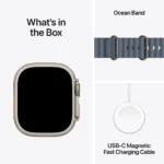 Apple Watch Ultra 3 GPS + Cellular 49mm Titânio Natural c/ Bracelete Ocean Azul-âncora - Image 4