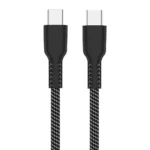 Cabo USB-C Ewent EC1090 Fabric PD100W 480Mbps 0.5m Preto/Branco