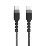 Cabo USB-C Ewent EC1097 Fabric PD100W 20Gbps 4K/120Hz 1m Preto/Branco