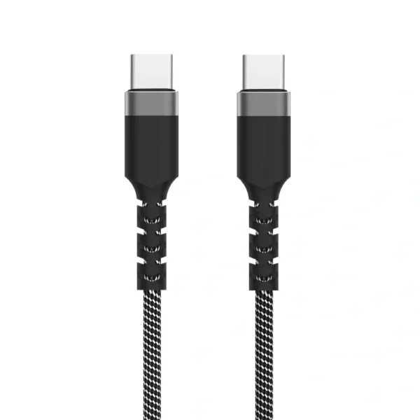 Cabo USB-C Ewent EC1097 Fabric PD100W 20Gbps 4K/120Hz 1m Preto/Branco