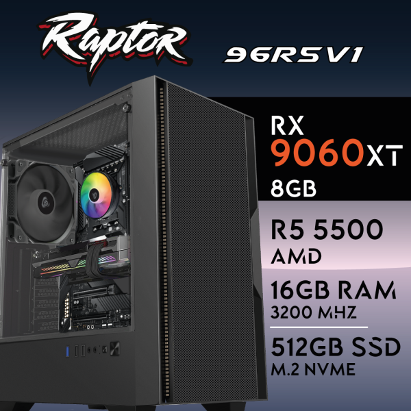 Computador Gaming RAPTOR-96R5V1 RAPTOR-96R5V1 16GB 512GB M.2 SSD RX9060XT 8GB