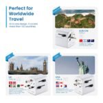 Adaptador de Viagem Ewent EW1472 Universal de Europa para USA/UK/AUS/CN + USB-A/USB-C Branco - Image 6