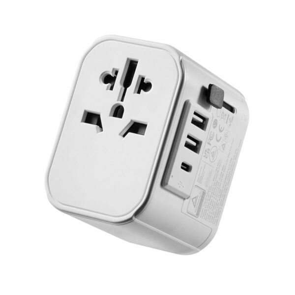 Adaptador de Viagem Ewent EW1475 Universal para EU/USA/CN/AUS/UK + Dual USB-A + USB-C Branco