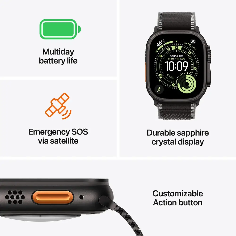 Apple Watch Ultra 3 GPS + Cellular 49mm Titânio Preto c/ Bracelete Loop Alpine Preta - M - Image 8