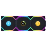Ventoinha 120mm Lian Li Uni Fan SL120 LCD Wireless RGB Reverse Blade 4 Pinos PWM Preta (Pack 3)