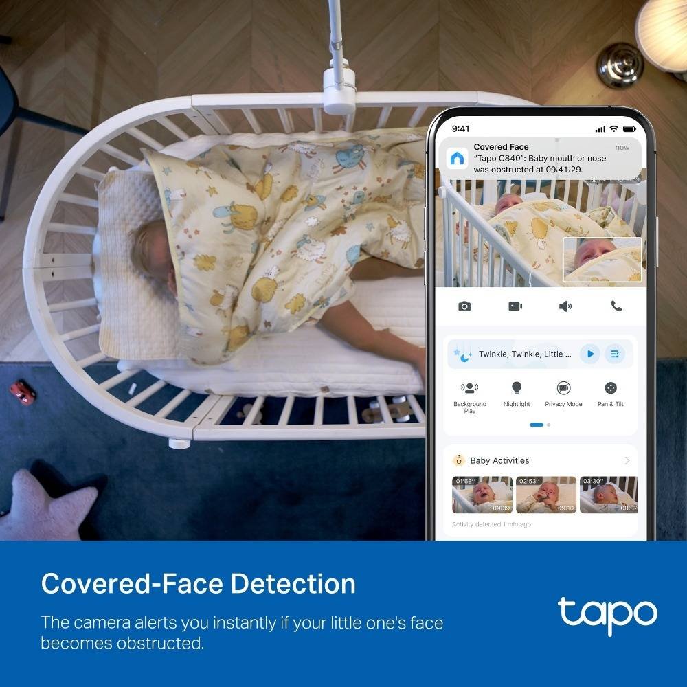 Câmara de Segurança TP-Link Tapo C840 Dual-Lens Smart AI Baby Monitor 4MP + 2MP Pan/Tilt Wi-Fi - Image 6